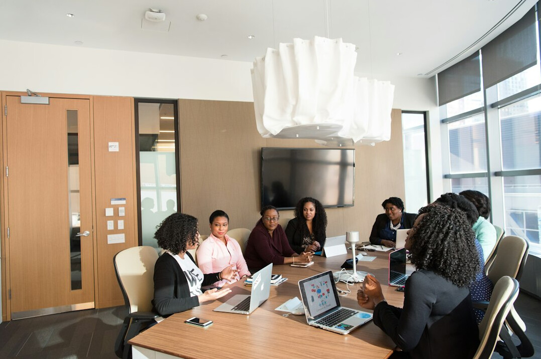 diverse team in modern office