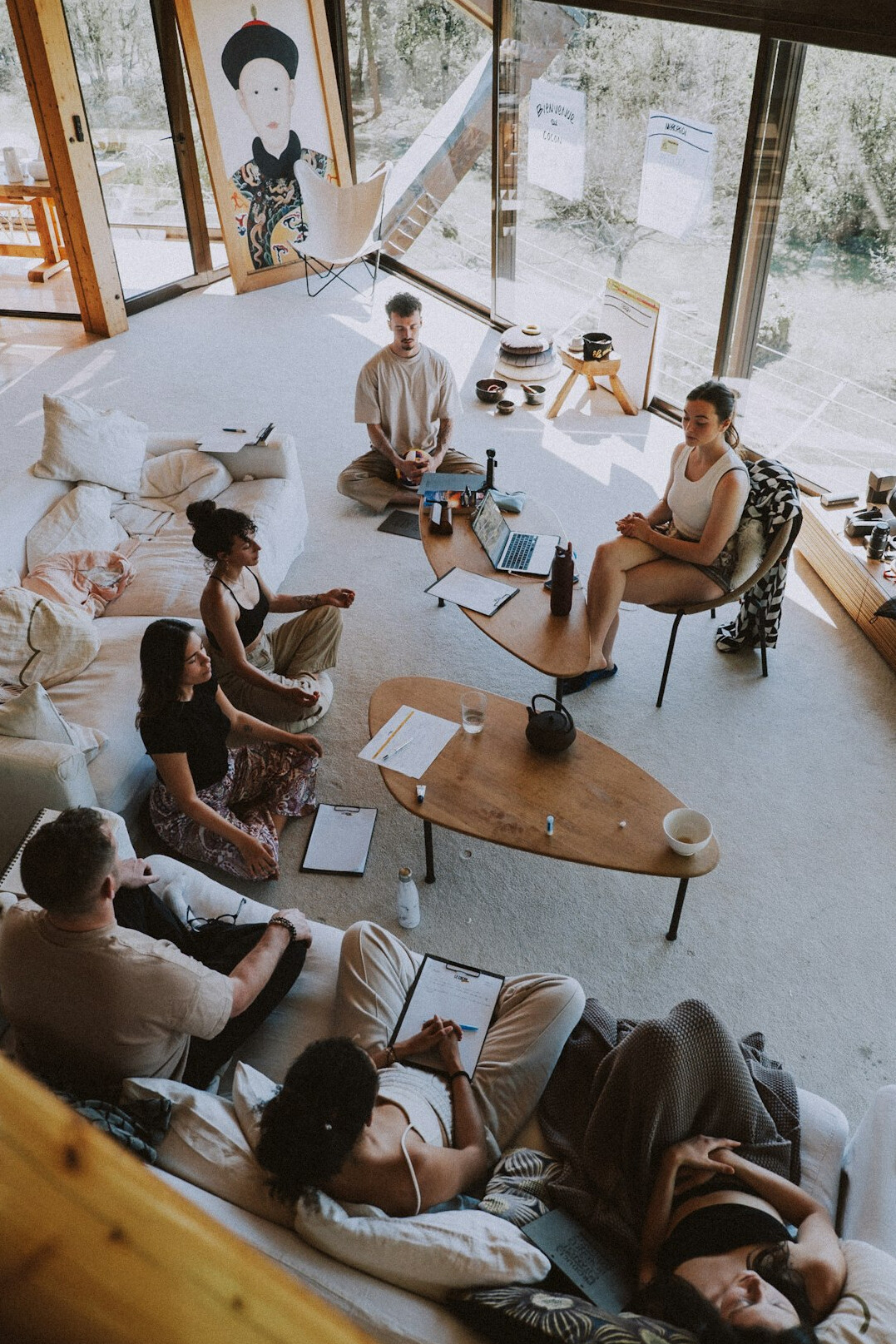 employees in corporate wellness workshop